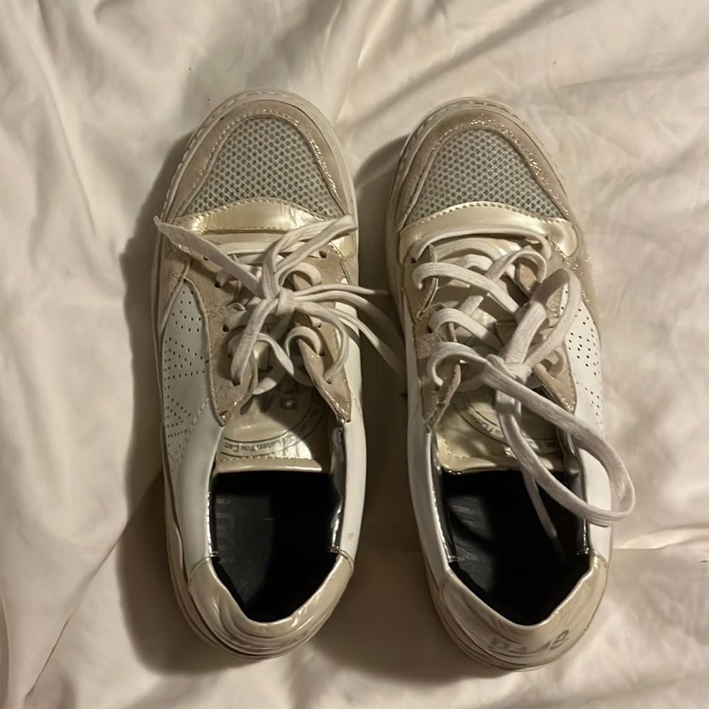 P448 gold and white sneakers